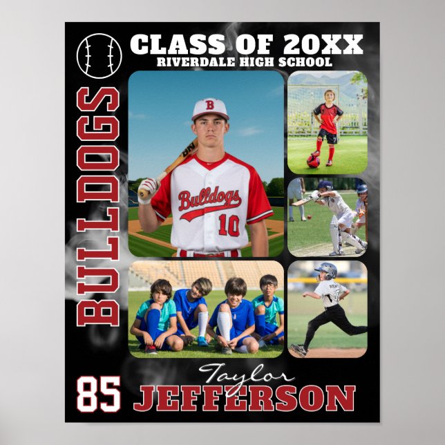 Affiche Collage de photos d'équipe de baseball au lycée (Devant)