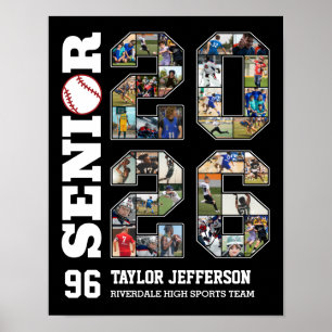 Affiche Collage de photos d'équipe de baseball Senior 2026