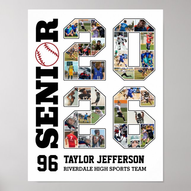 Affiche Collage de photos d'équipe de baseball senior 2026 (Devant)