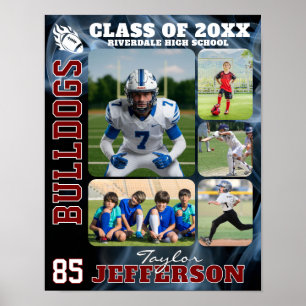 Affiche Collage de photos d'équipe de football au lycée
