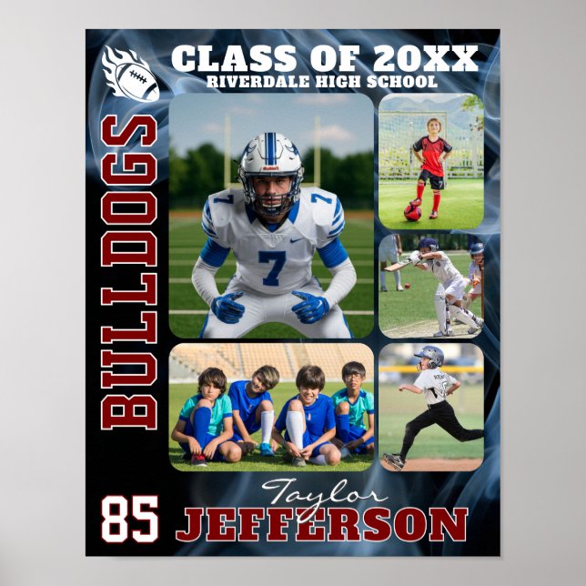 Affiche Collage de photos d'équipe de football au lycée (Devant)