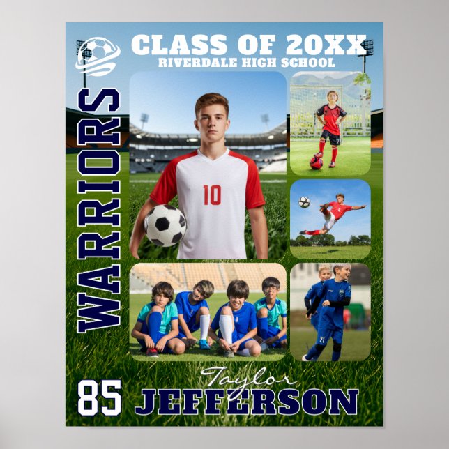 Affiche Collage de photos d'équipe de football de lycée (Devant)