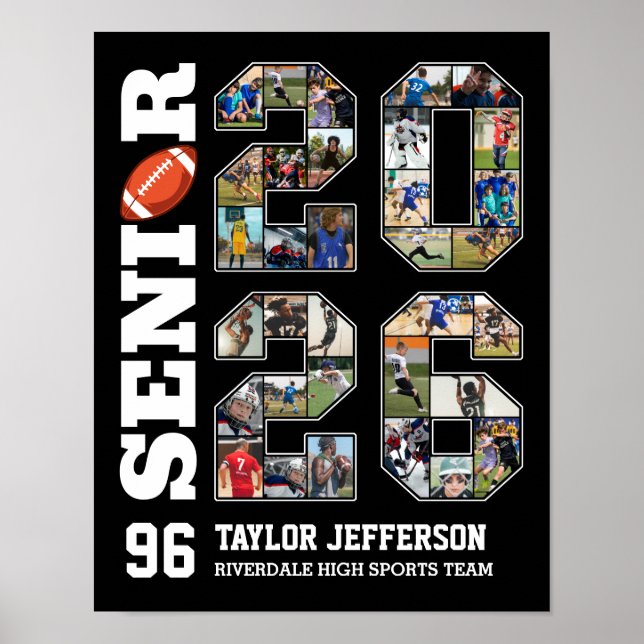 Affiche Collage de photos d'équipe de football senior 2026 (Devant)