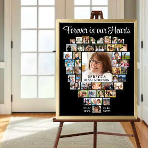 Affiche Collage de photos en forme de cœur de 45 pièces po