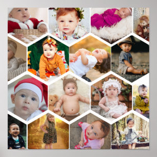 Affiche Collage de photos en hexagone
