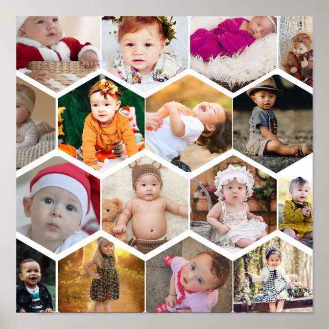 Affiche Collage de photos en hexagone (Devant)