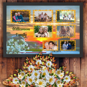 Affiche Collage de photos familiales Coucher de soleil sur