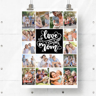 Affiche Collage de photos Je t'aime maman 15 images
