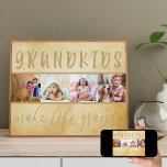 Affiche Collage de photos - Les petits-enfants font la vie<br><div class="desc">Créez votre propre collage photo pour vos grands-parents. Cette affiche de style rustique et vintage, neutre et crème ancienne, ravira tous les grands-parents et les grands-parents qui aiment prendre des photos de leurs petits-enfants. Le texte dit : "petits-enfants font la vie grandiose" et encadre votre bande photo. Le modèle est...</div>