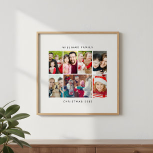 Affiche Collage de photos minimaliste de Noël pour famille