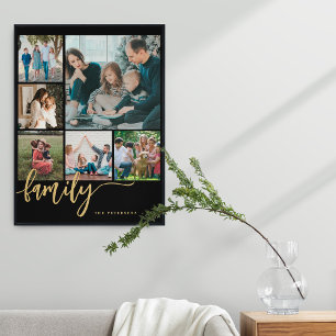 Affiche Collage de photos multiples famille écriture moder
