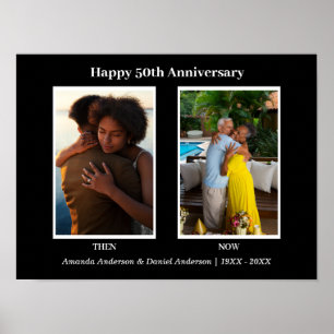 Affiche Collage de photos noir et blanc pour anniversaire 