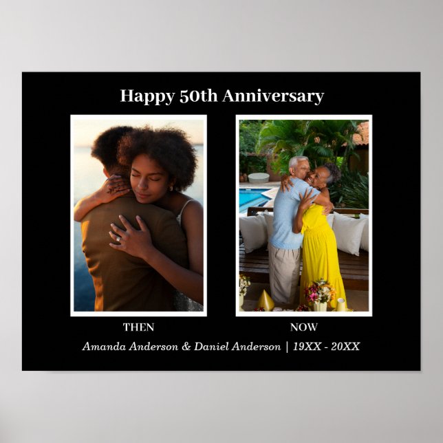 Affiche Collage de photos noir et blanc pour anniversaire  (Devant)