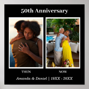 Affiche Collage de photos noir et blanc pour anniversaire