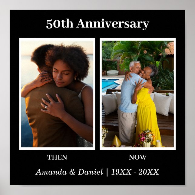 Affiche Collage de photos noir et blanc pour anniversaire  (Devant)