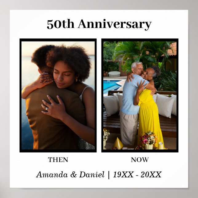 Affiche Collage de photos noir et blanc pour anniversaire (Devant)