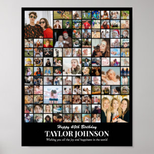 Affiche Collage de photos personnalisé 100 photos 8x10 16x