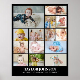 Affiche Collage de photos personnalisé 15 images grille 11