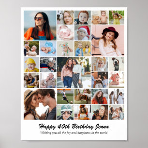 Affiche Collage de photos personnalisé 30 photos 8x10 16x2