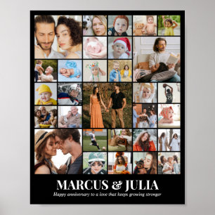 Affiche Collage de photos personnalisé 30 photos 8x10 16x2