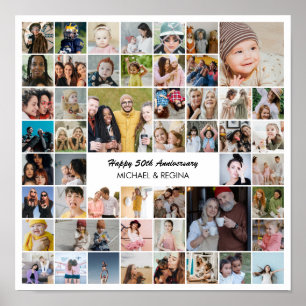 Affiche Collage de photos personnalisé 50 photos 50e anniv