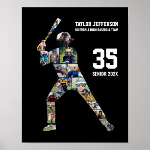 Affiche Collage de photos personnalisé de joueur de baseba
