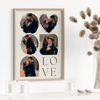 Affiche Collage de photos personnalisé élégant et amoureux