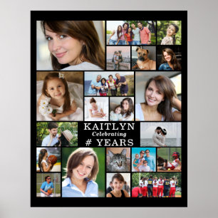 Affiche Collage de photos personnalisé simple pour 21e ann