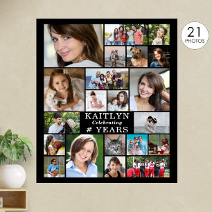 Affiche Collage de photos personnalisé simple pour 21e ann