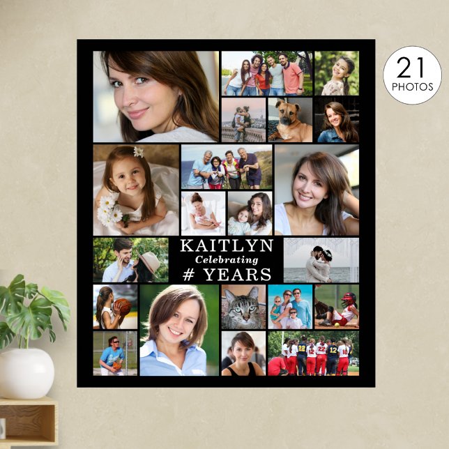 Affiche Collage de photos personnalisé simple pour 21e ann (Créateur téléchargé)