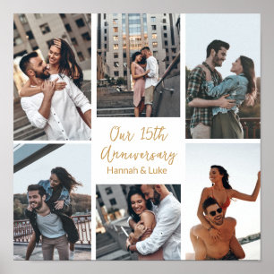 Affiche Collage de photos personnalisées romantiques Fête 