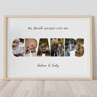 Affiche Collage de photos pour la fête des pères pour Papy