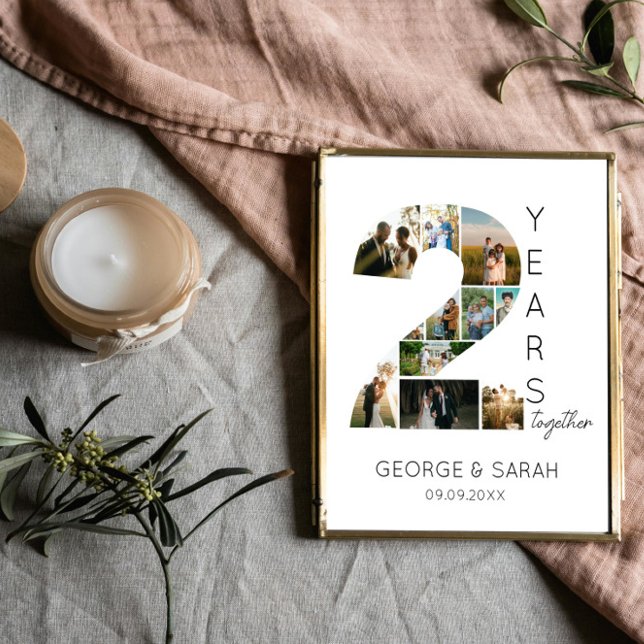 Affiche Collage de photos pour les 2 ans de mariage ensemb (Créateur téléchargé)