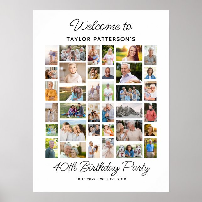 Affiche Collage de photos pour une fête d'anniversaire 40  (Devant)