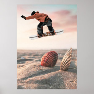 Affiche Collage de planche à neige de coquillage de mer de