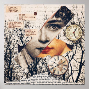 Affiche Collage de poème d'amour vintage Papier peint sé