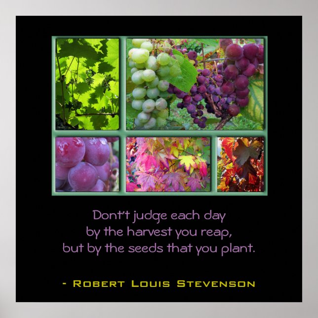 Affiche Collage de raisins d'automne avec devis (Devant)