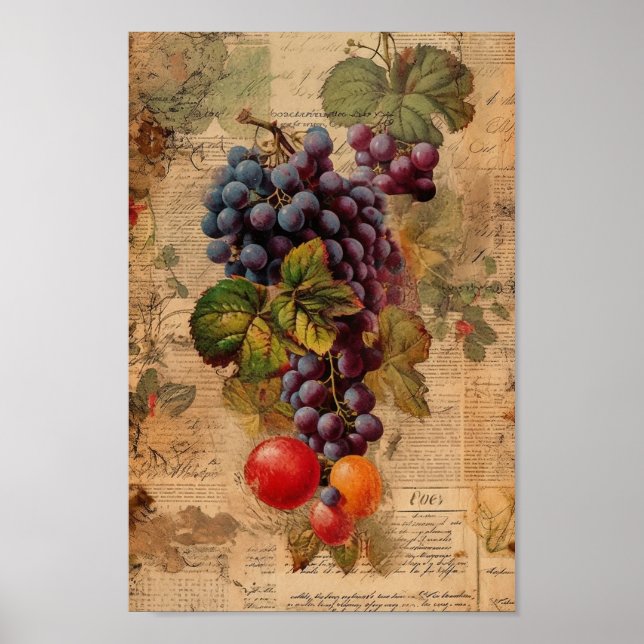 Affiche Collage de raisins mignons (Devant)