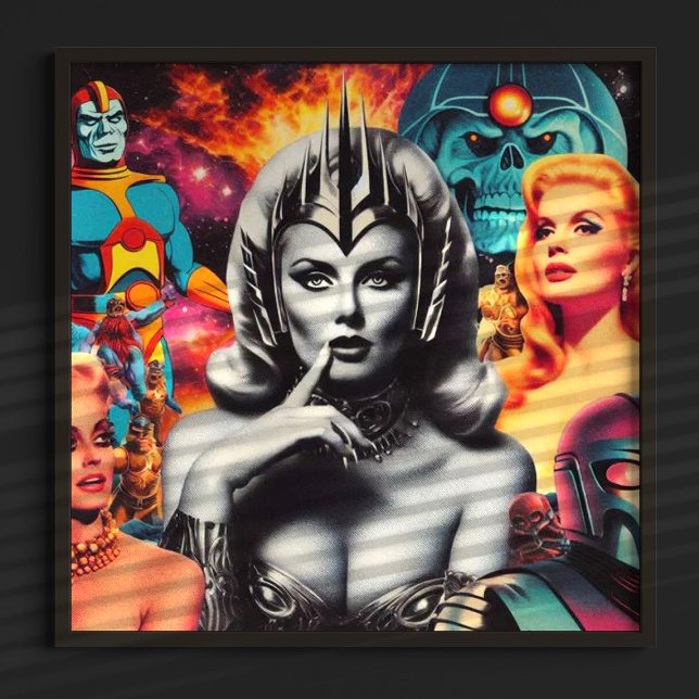 Affiche Collage de science-fiction pour femme rétro (Créateur téléchargé)