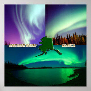 Affiche Collage des aurores boréales de l'Alaska