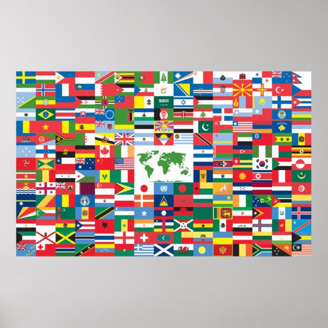 Affiche Collage des drapeaux de pays du monde entier (Devant)