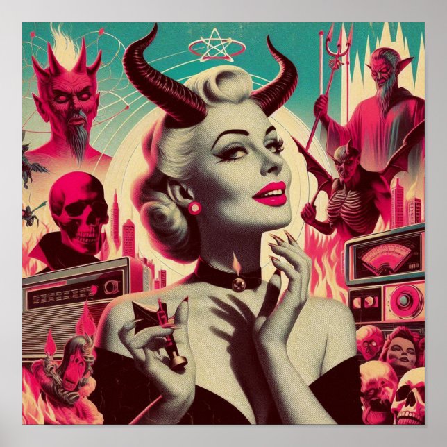 Affiche Collage des femmes dévilisantes rétro (Devant)