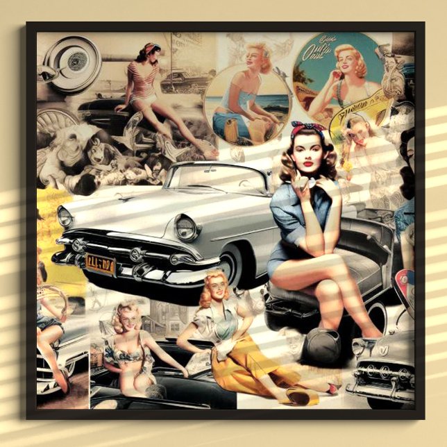 Affiche Collage Des Filles Rétro Des Années 1950 (Créateur téléchargé)