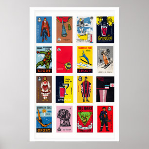 Affiche Collage d'étiquettes de boîtes d'allumettes croate