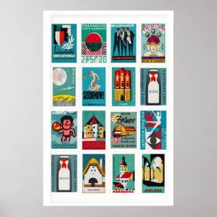 Affiche Collage d'étiquettes de boîtes d'allumettes sarcel