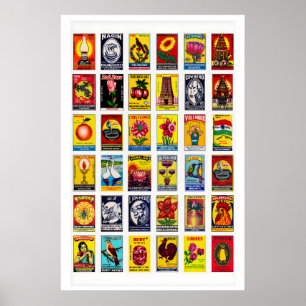 Affiche Collage d'étiquettes de boîtes d'allumettes tamoul