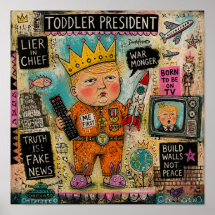 Affiche Collage du président enfant drôle