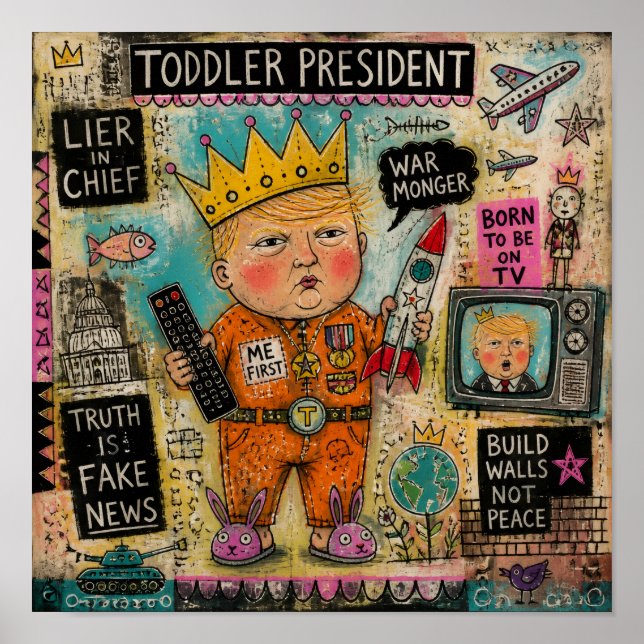 Affiche Collage du président enfant drôle (Devant)
