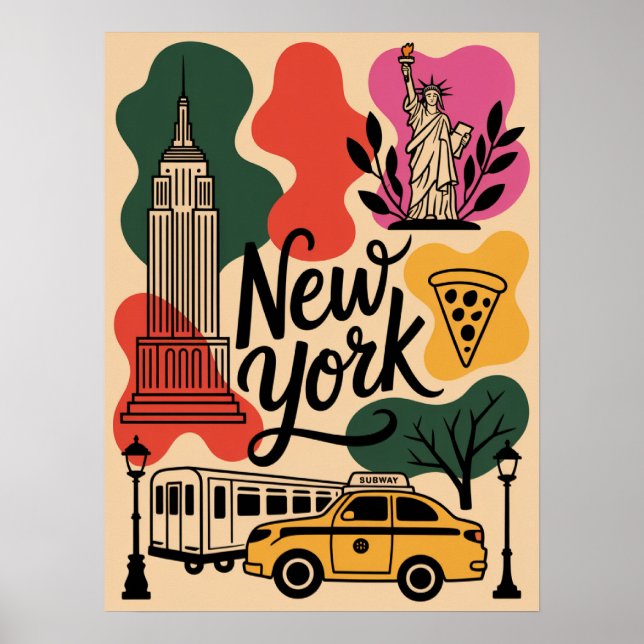 Affiche Collage emblématique de la skyline de New York Cit (Devant)