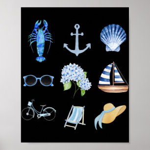 Affiche Collage Esthétique de l'Été de la Côte Est de la N
